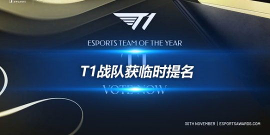 T1获临时提名 Esports Awards年度最佳电竞战队榜单新增黑马