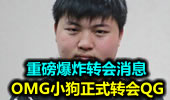 重磅爆炸消息 OMG小狗正式转会QG战队