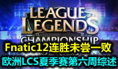 欧洲LCS夏季赛第六周综述：Fnatic12连胜