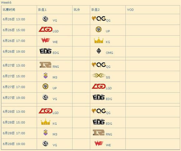2015夏季赛LPL赛程表：揭幕战IG vs WE